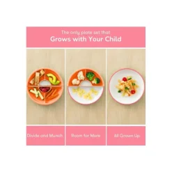 OmieBox Omie - Toddler Plate With Divider, Pink | 3 plates & 2 dividers Hot