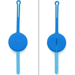 OmieBox - 2 unidades de garfo e colher de plástico reutilizáveis com cápsula para crianças, azul Capri Hot