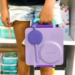 OmieBox - 2 unidades de garfo e colher de plástico reutilizáveis ​​com cápsula para crianças, ameixa roxa Discount