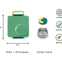 OmieBox - Caixa Bento Isolada com Jarra Térmica para Alimentos à Prova de Vazamento, Prado Fashion