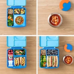 OmieBox - Caixa Bento Isolada com Jarra Térmica para Alimentos à Prova de Vazamento, Céu Azul Hot