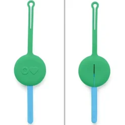 OmieBox - Garfo e colher reutilizáveis de plástico 2 unidades com cápsula para crianças, verde menta New