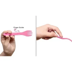 OmieBox - Talheres de garfo e colher reutilizáveis de plástico 2 unidades, rosa bolha New