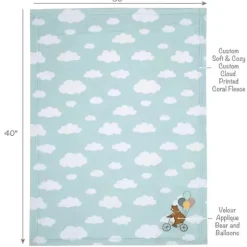 Lambs u0026 Ivy Originais para dormir - Up & Away Urso/Balão/Nuvem Manta de lã macia azul para bebê Sale