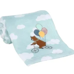 Lambs u0026 Ivy Originais para dormir - Up & Away Urso/Balão/Nuvem Manta de lã macia azul para bebê Sale