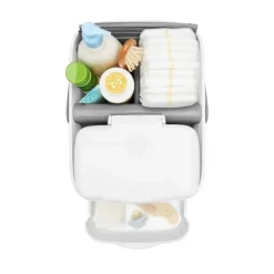 Oxo - Caddy de fraldas infantil com trocador, branco/cinza Fashion