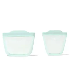 Oxo - Sacos reutilizáveis de silicone Tot - Conjunto de 2 peças para copos e lanches, Opal Outlet