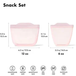 Oxo - Tot Silicone Sacos Reutilizáveis ​​2 Pc Stand Up Cup Set, Opala e Flor Hot