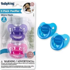 Baby King Pacote com 2 chupetas de silicone - cores sortidas Clearance