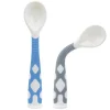 Kushies Baby Pacote com 2 colheres dobráveis ​​Kushies Silibend (azul/cinza) Hot