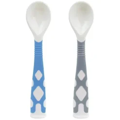Kushies Baby Pacote com 2 colheres dobráveis ​​Kushies Silibend (azul/cinza) Hot