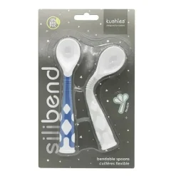 Kushies Baby Pacote com 2 colheres dobráveis Kushies Silibend (azul/cinza) Hot