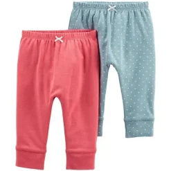 Carter's Pacote de 2 calças para bebê menina Carter's, rosa e azul com bolinhas Best