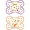 Mam Pacote de 2 chupetas 0-6 meses Perfect Night da - Rosa/Roxo Clearance