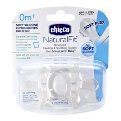 Chicco Pacote de 2 chupetas de silicone macio NaturalFit, transparente 6-12M Clearance