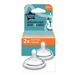 Tommee Tippee Pacote de 2 mamadeiras anti-cólicas avançado fluxo rápido - 6+ meses Clearance