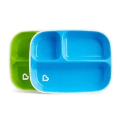 Munchkin Pacote de 2 pratos divididos Splash, azul/verde Clearance