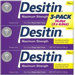 Desitin Pasta de assaduras de fralda de força máxima 3 PK de 4,8 OZ Clearance