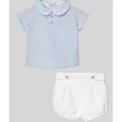 Paz Rodriguez - Baby Boy Set Woven Newborn Shirt + Shorts Vento, Sky Blue New