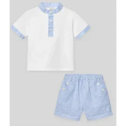 Paz Rodriguez - Baby Boy Set Knit Newborn Shirt + Shorts Dorna, White Hot