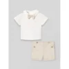 Paz Rodriguez - Baby Boy Set Woven Newborn Shirt + Shorts Lino, White New