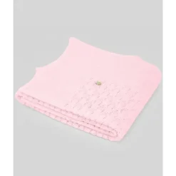 Paz Rodriguez - Baby Girl Knit Newborn Shawl Bico, Chalk Pink Outlet