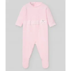 Paz Rodriguez - Baby Girl Knit Newborn Romper Linda, Chalk Pink/White Online