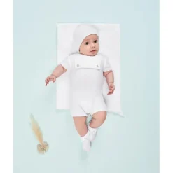 Paz Rodriguez - Baby Knit Newborn Romper Lino, White Best