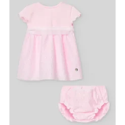 Paz Rodriguez - Baby Set Knit Newborn Dress + Bloomers Linda, Chalk Pink New
