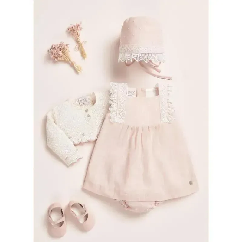 paz_rodriguez__cardig_rec_SKU2Ufgpl54_2.webp Paz Rodriguez - Cardigã recém-nascido malha bebê menina Pio Pio, névoa rosa/creme Clearance