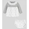 Paz Rodriguez - Conjunto de vestido Pulgarcito e bloomer para bebê menina, cinza pérola Discount