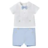 Paz Rodriguez - Conjunto de bebê 2Pk blusa e short recém-nascido tecido, branco/azul celeste Online