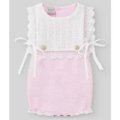 Paz Rodriguez - Macacão de malha para recém-nascidos, rosa giz/branco Discount