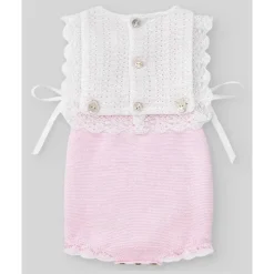 Paz Rodriguez - Macacão de malha para recém-nascidos, rosa giz/branco Discount