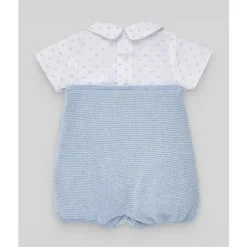 Paz Rodriguez - Macacão recém-nascido de malha para bebê menino, azul celeste/branco Sale