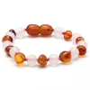 Amber Stone Pedra Âmbar - Pulseira Barroca de Âmbar Báltico e Quartzo Rosa para Bebê 3 Sale