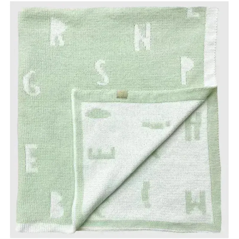 piccolo_bambino__feather__SKUB27IYqls_0.webp Piccolo Bambino - Feather Chenille Blanket Stroller Blanket On Wooden Hanger Green Discount