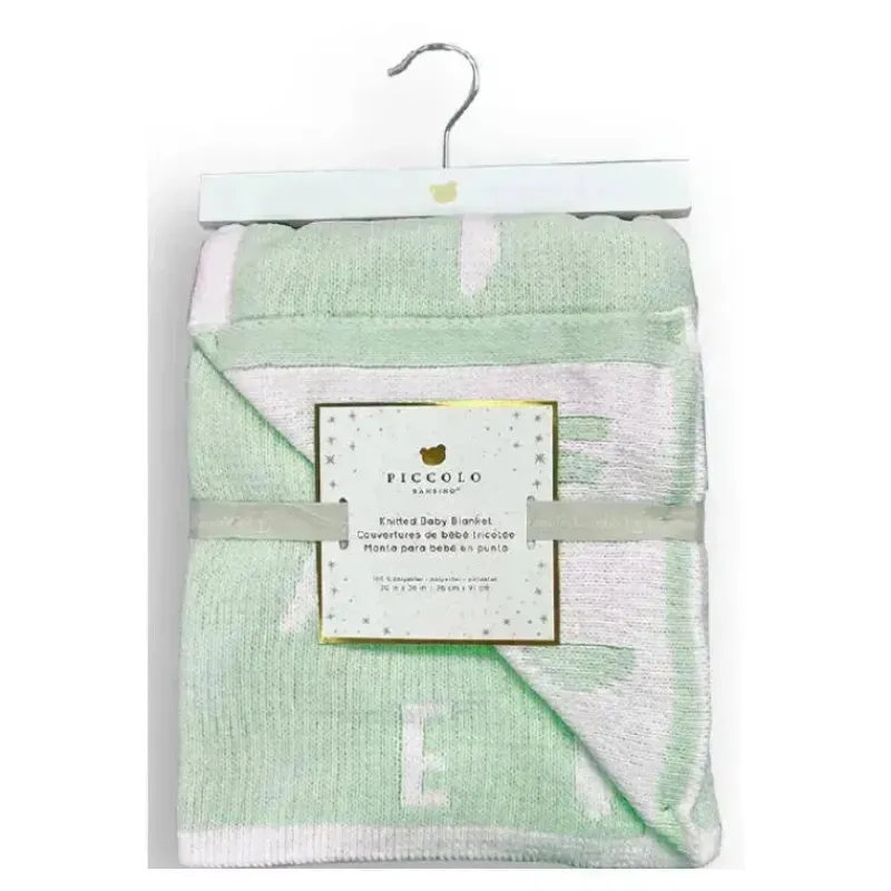piccolo_bambino__feather__SKUB27IYqls_1.webp Piccolo Bambino - Feather Chenille Blanket Stroller Blanket On Wooden Hanger Green Discount