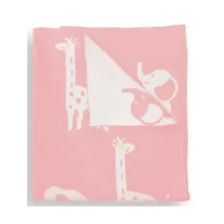 Piccolo Bambino - Jacquard Reversible Blanket On Wooden Hanger Pink Hot
