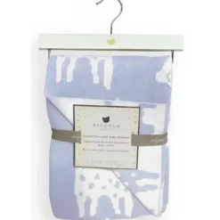 Piccolo Bambino - Jacquard Reversible Blanket On Wooden Hanger Blue Best
