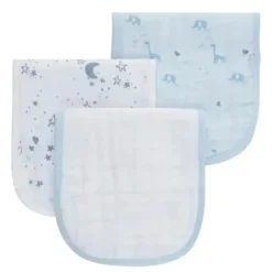 Piccolo Bambino - 3Pk Muslin Burp Cloth In Gift Box Blue New