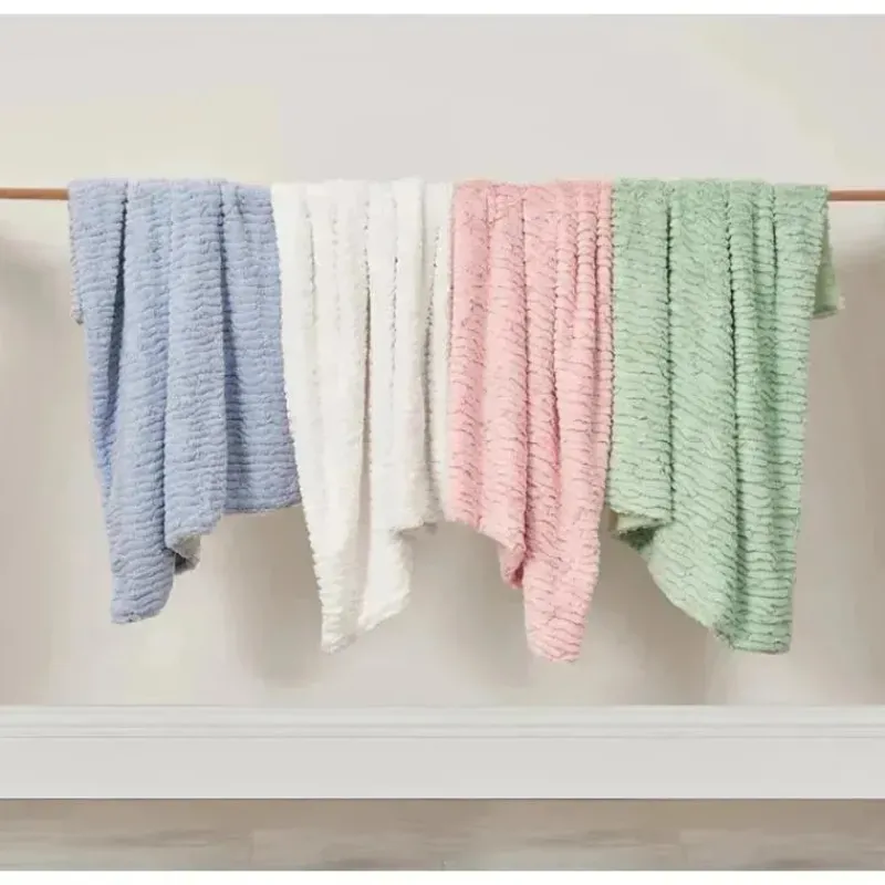 piccolo_bambino__textured_SKUzyxapAra_1.webp Piccolo Bambino - Textured Faux Fur Stroller Blanket On Wooden Hanger Blue Outlet