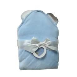 Piccolo Bambino - Toalha de luxo com capuz de veludo com orelhas de cetim, azul Discount