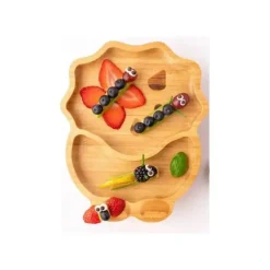 Eco Rascals Placa de sucção de bambu com duas seções Dino, azul Online