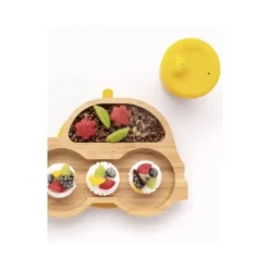 Eco Rascals Placa de sucção de bambu com carro de duas seções, amarelo Best
