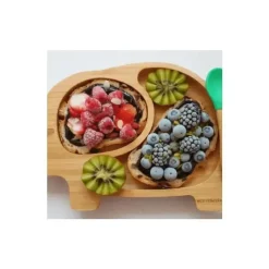 Eco Rascals Placa de sucção de bambu com duas seções elefante, azul Sale