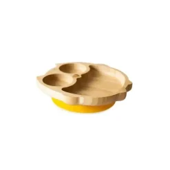 Eco Rascals Placa de sucção de bambu com três seções coruja, amarela Outlet