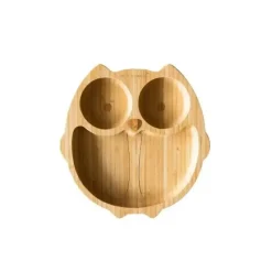 Eco Rascals Placa de sucção de bambu com três seções coruja, amarela Outlet