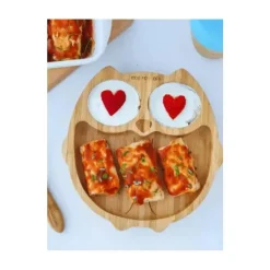 Eco Rascals Placa de sucção de bambu com três seções coruja, amarela Outlet