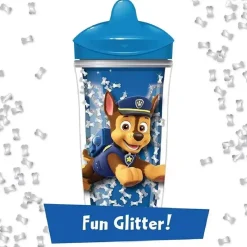 Playtex - Sispsters, Copo de bico com glitter Paw Patrol Stage 3, à prova de derramamento, à prova de vazamento, à prova de quebra, 9 onças Clearance